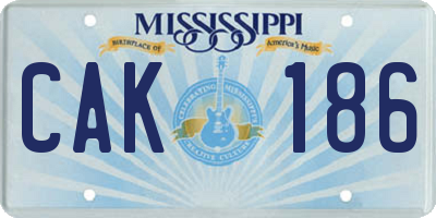 MS license plate CAK186