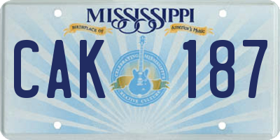 MS license plate CAK187