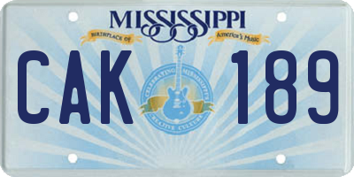 MS license plate CAK189