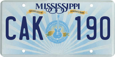 MS license plate CAK190
