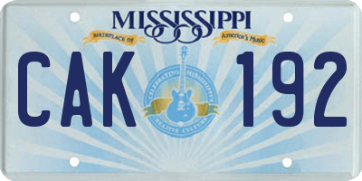 MS license plate CAK192