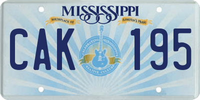 MS license plate CAK195