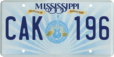 MS license plate CAK196