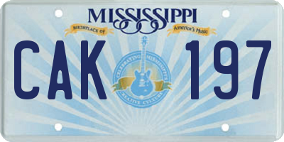 MS license plate CAK197
