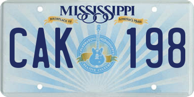 MS license plate CAK198