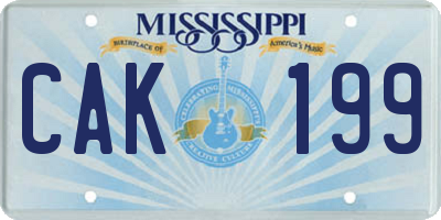 MS license plate CAK199