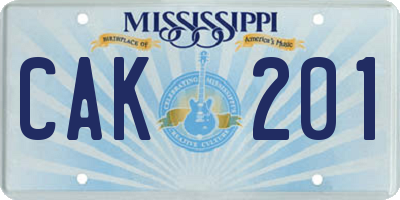 MS license plate CAK201
