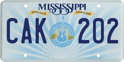 MS license plate CAK202