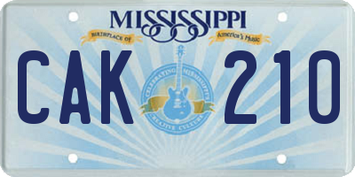 MS license plate CAK210