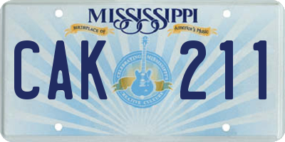 MS license plate CAK211