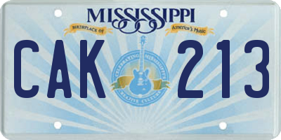 MS license plate CAK213
