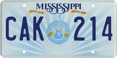 MS license plate CAK214