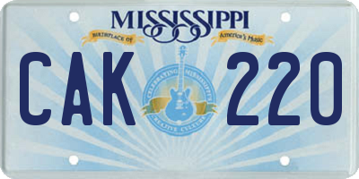 MS license plate CAK220