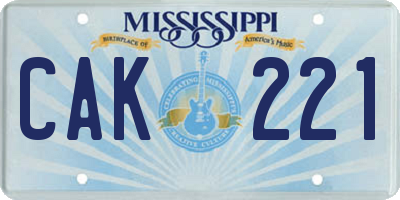 MS license plate CAK221