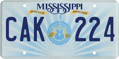 MS license plate CAK224