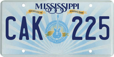 MS license plate CAK225