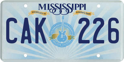 MS license plate CAK226