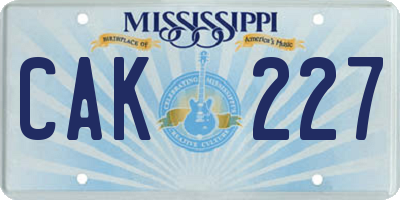 MS license plate CAK227