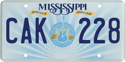 MS license plate CAK228
