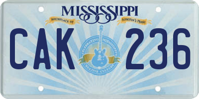 MS license plate CAK236