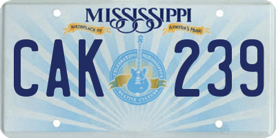 MS license plate CAK239
