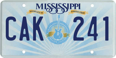 MS license plate CAK241