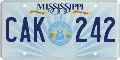 MS license plate CAK242