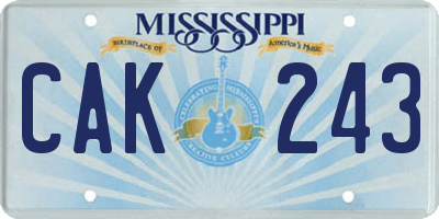 MS license plate CAK243
