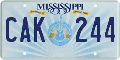 MS license plate CAK244