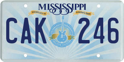 MS license plate CAK246