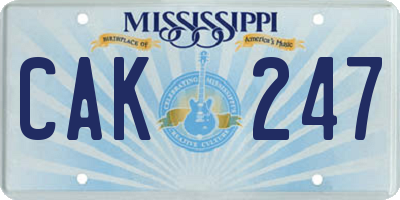 MS license plate CAK247