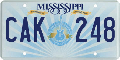 MS license plate CAK248