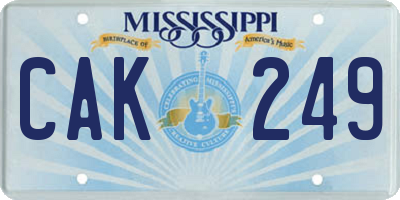 MS license plate CAK249