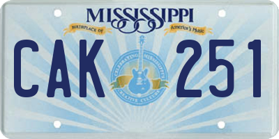 MS license plate CAK251