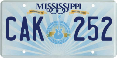 MS license plate CAK252
