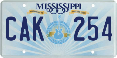 MS license plate CAK254