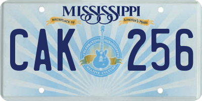 MS license plate CAK256
