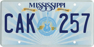 MS license plate CAK257
