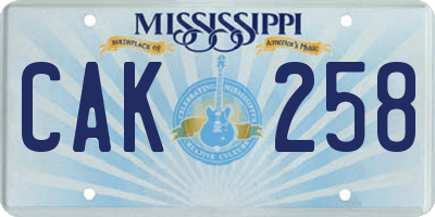 MS license plate CAK258