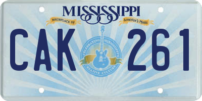 MS license plate CAK261