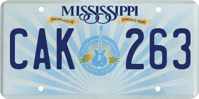MS license plate CAK263