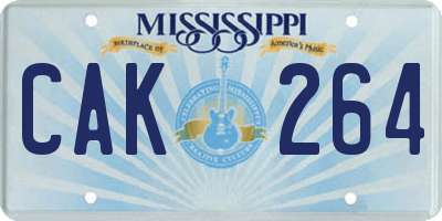 MS license plate CAK264