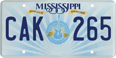 MS license plate CAK265