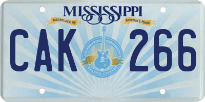 MS license plate CAK266