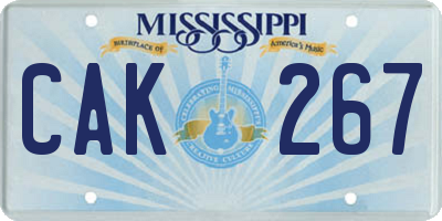 MS license plate CAK267