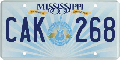 MS license plate CAK268