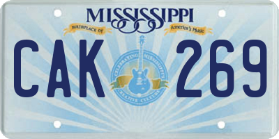 MS license plate CAK269