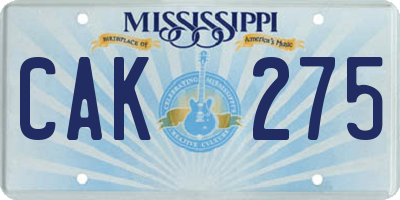 MS license plate CAK275