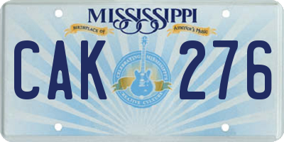 MS license plate CAK276