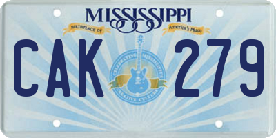 MS license plate CAK279